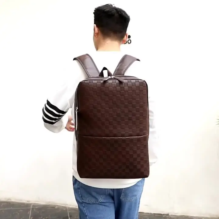 Wholesale Products Trending Vintage Retro Luxury Plain Minimalist 25l  Business Work Stylish Pu Leather Backpack Men