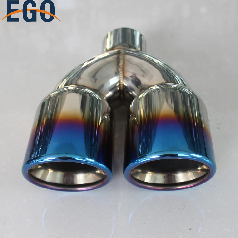 Blue Burnt Exhaust Dual Bevel Tip Polished Stainless Steel 2.5" In 3.5