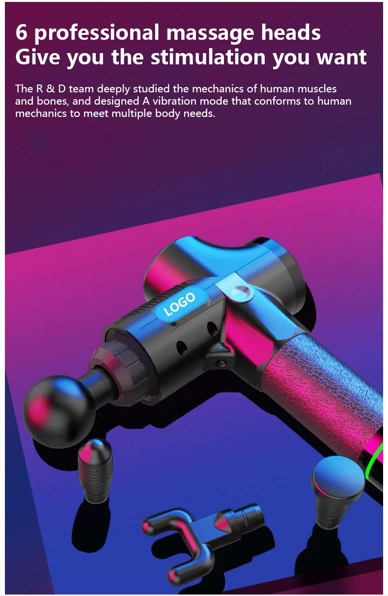 2020 LINUO professional mini 6 head portable handheld massager muscle tissue deep massage gun OEM