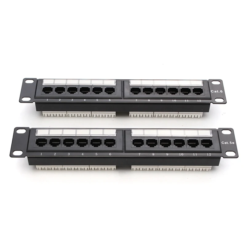 12 Port RJ45 Patch Panel UTP Cat6/Cat5e Ethernet LAN Network Adapter Rack Cable Wall Mounted Bracket Connector Rack Tool