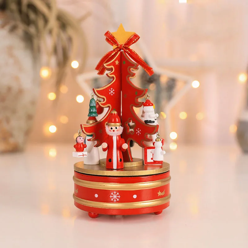 Rotating Christmas Tree Wooden Craft Music Box Music Box Christmas
