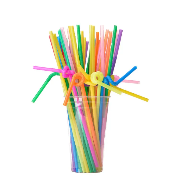 Art Straw Wholesale Disposable Plastic Drink Color Telescopic Long Pp