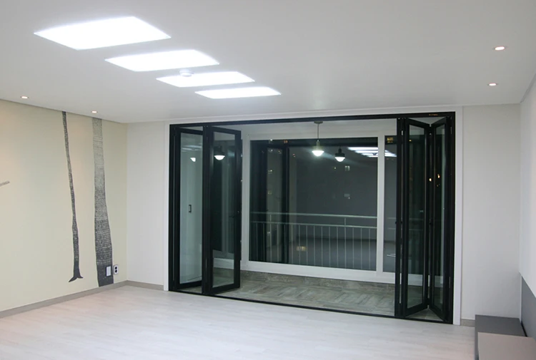 室内阳台隔音双层玻璃双折铝折叠门