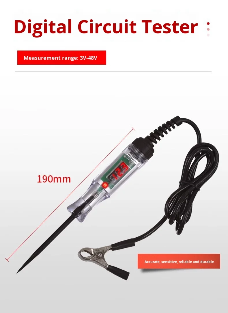 LED Display Digital Voltage Tester for Cars 12V 24V 70V Auto Repair Circuit Fuse Detection Vehicle Tools