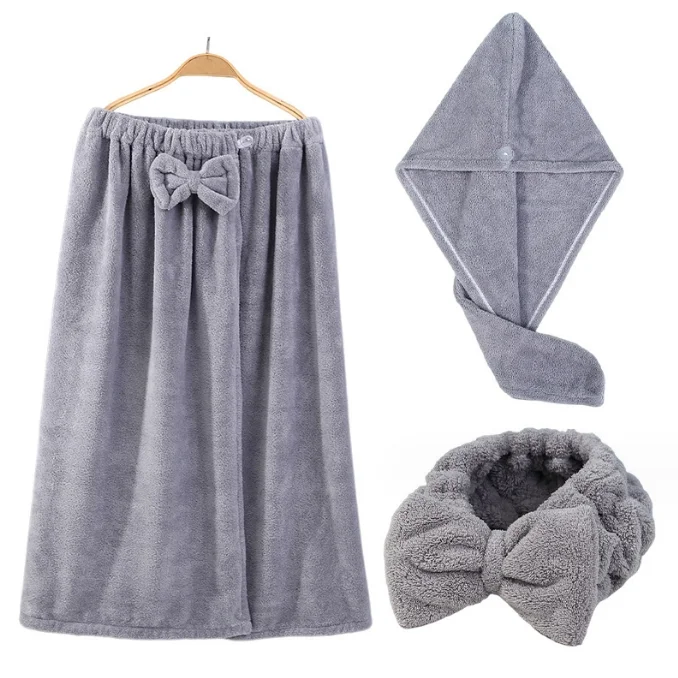 Coral Velvet Bath Towel Set Enlarged Bra Bath Skirt Hair Band And Dry