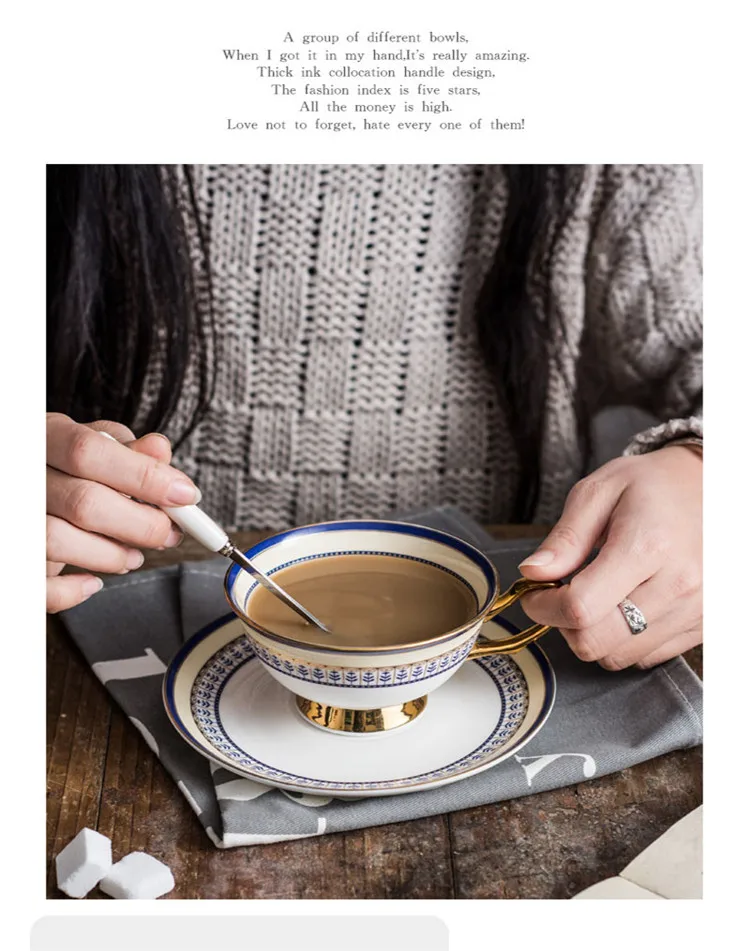 Ceramic Water Mug Afternoon Tea Cup Gold Edge European Style  Coffee Cup