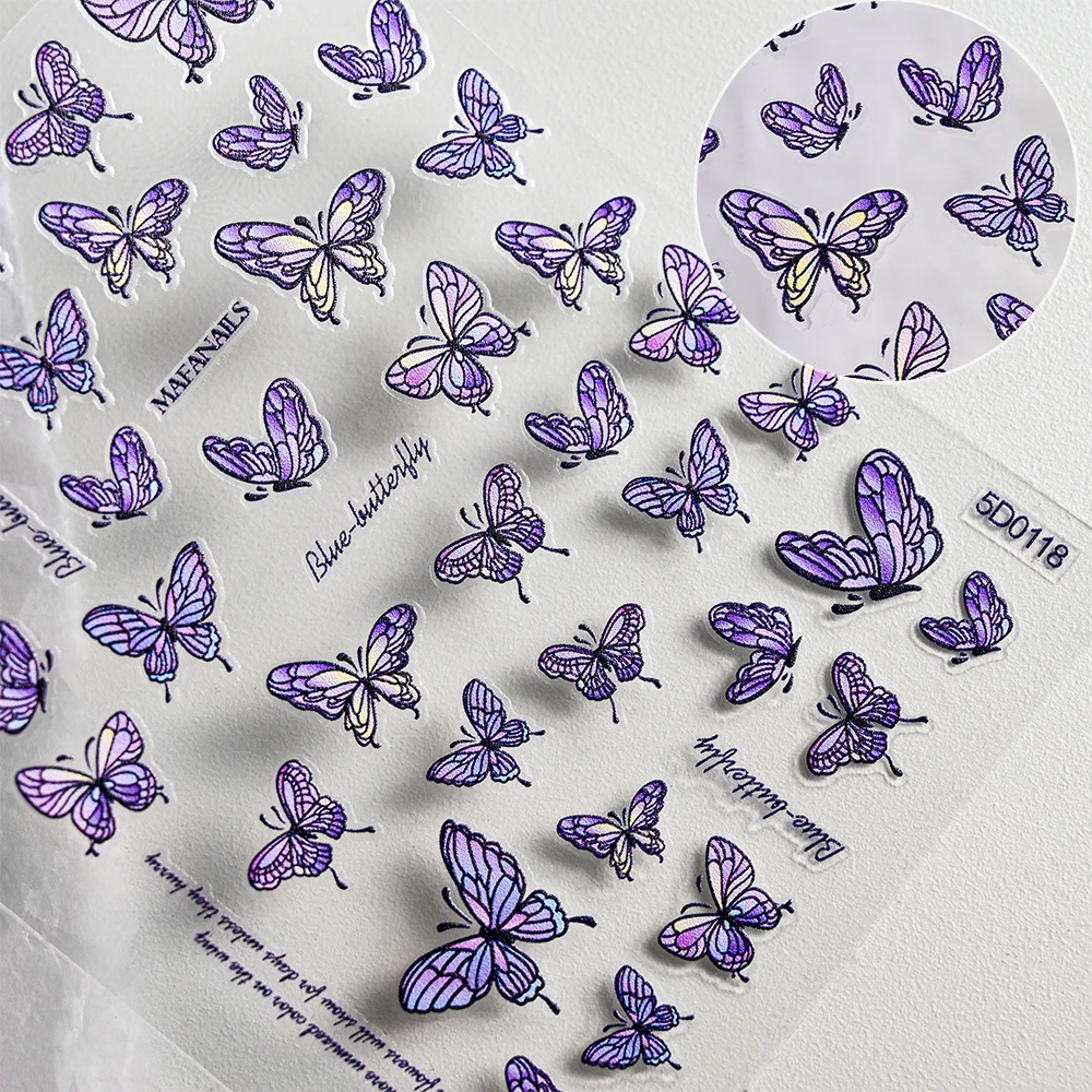 Purple Butterfly Wing Laser Stickers Nail Art Stickers Self Adhesive ...