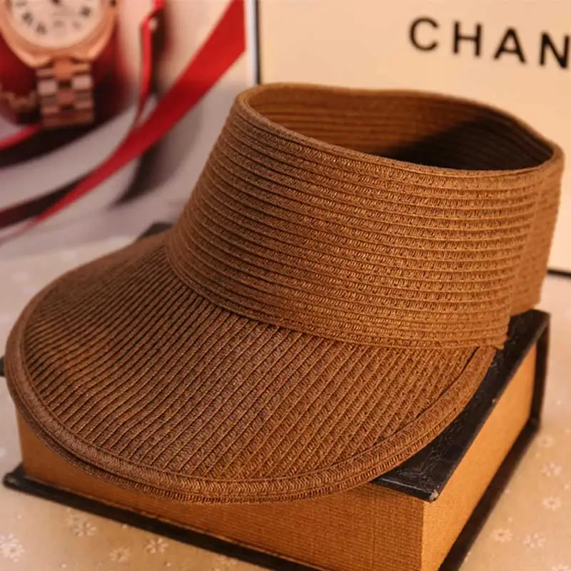 Factory price customized plain bulk sale visor straw cap uv