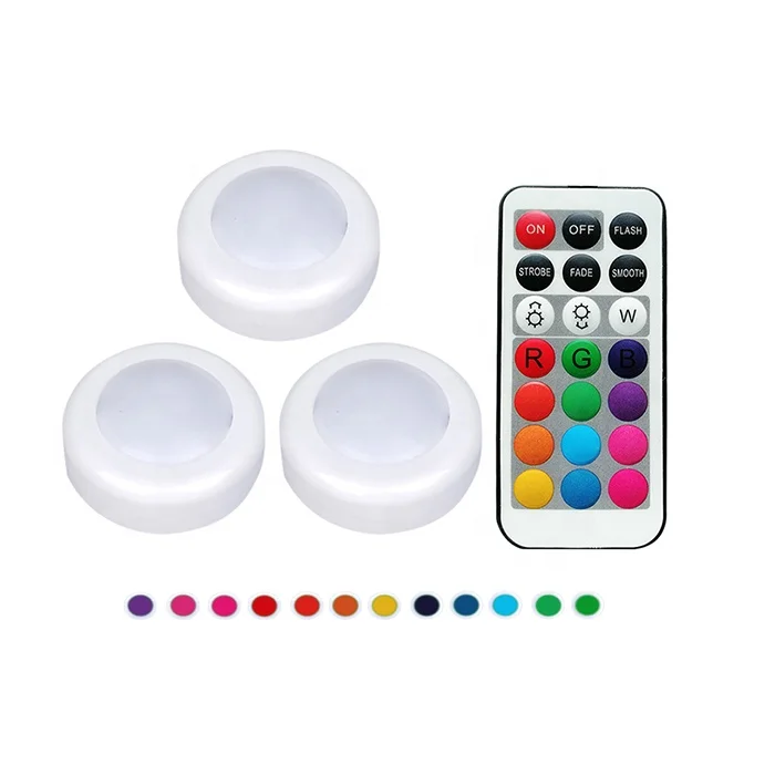 2020 New Wireless Color Changing Remote Control Mini LED Puck Night Light