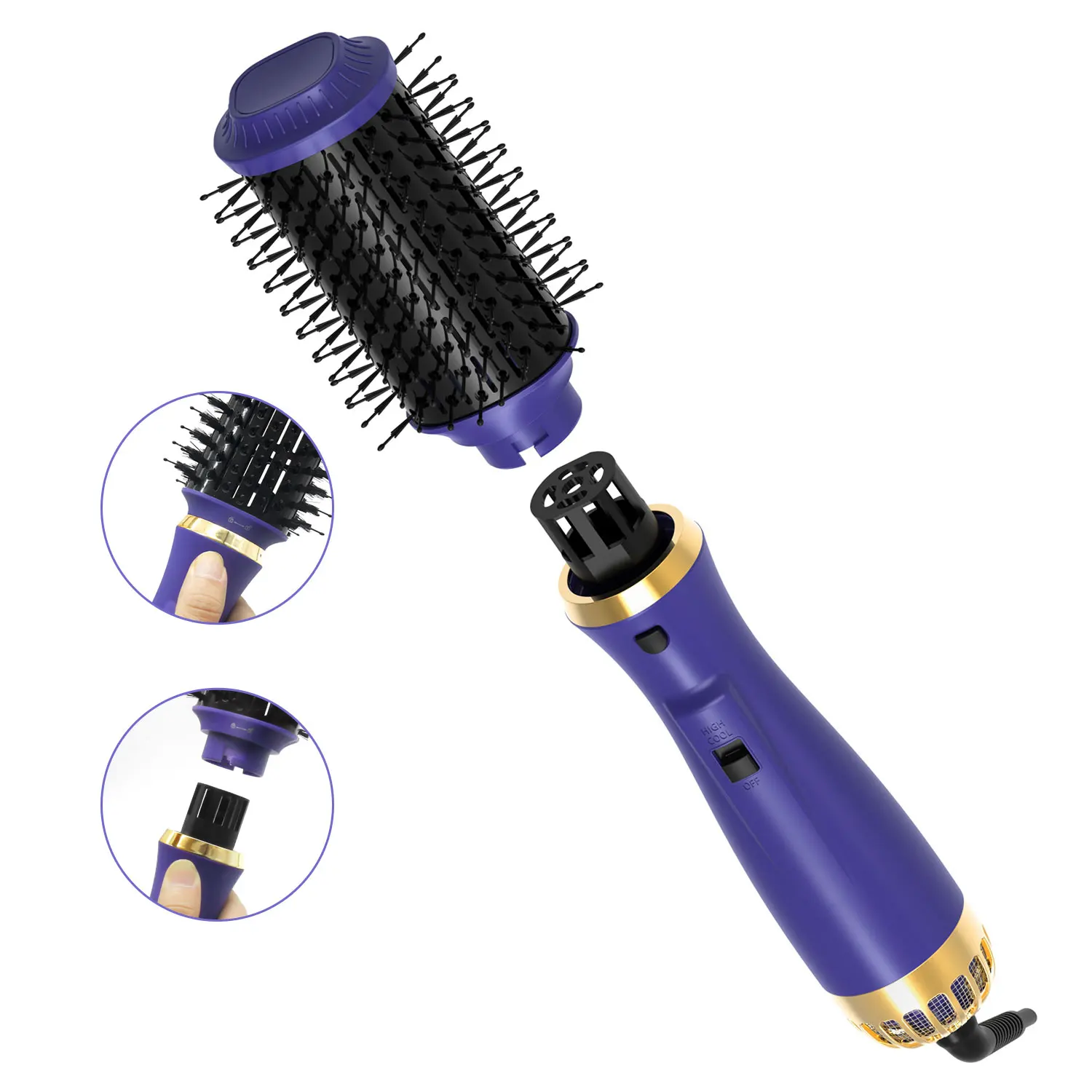 

straightening brush hair dryer,2 Pieces, Purple, or customized color