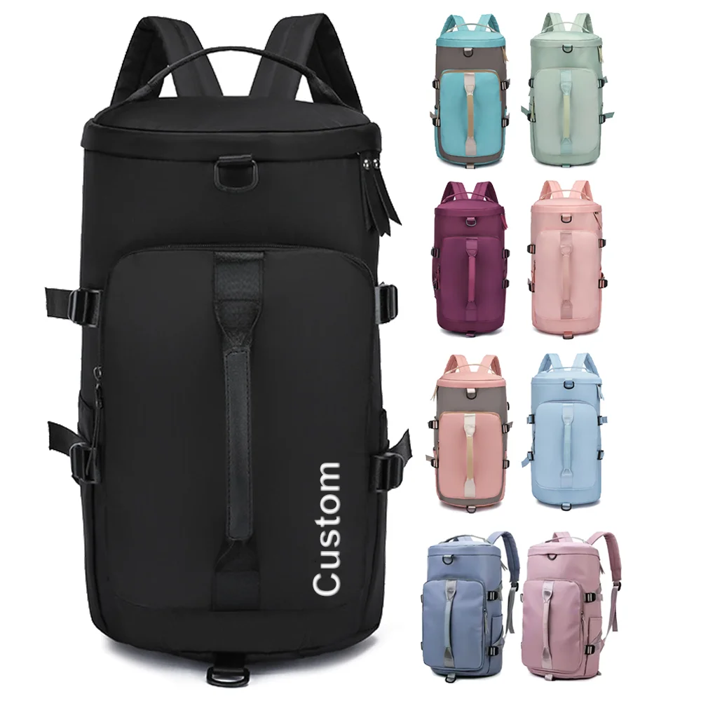 Wholesale free sample custom large capacity backpack sport gym bag women men gym fitness duffle duffel travel bag duffle bag