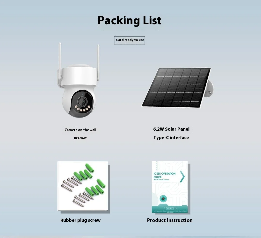 Icsee 4MP 4G AOV Solar Monitoring Camera Low Power IP Night Vision 2.8mm WiFi Cloud Surveillance Video Solar Power IP Camera