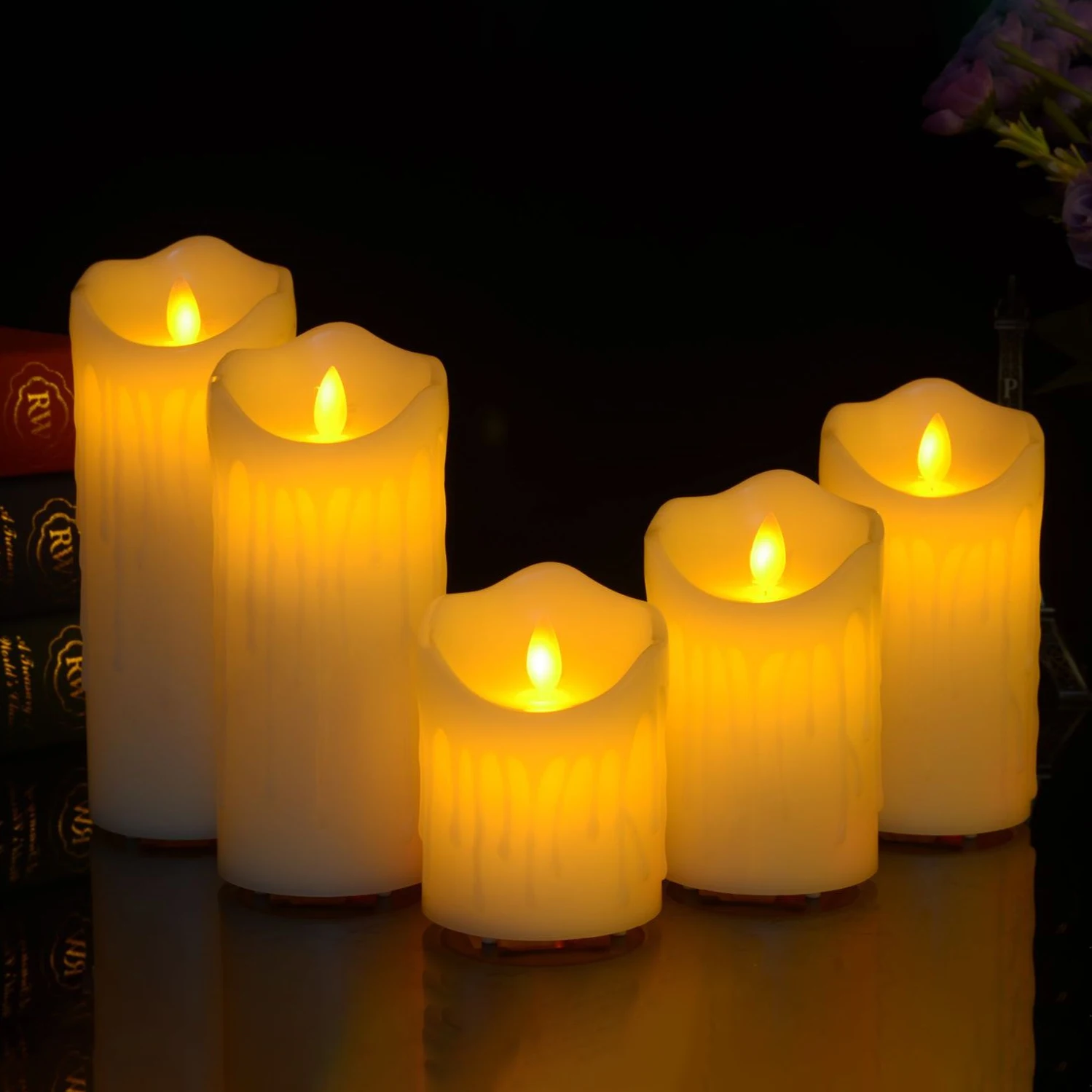 White Pillar Swing Flameless Scented Electric Led Candles Plastic For ...