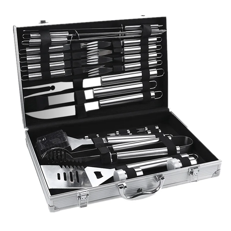 Grill Utensil Set 21 Pc Stainless Steel Bbq Tools Outdoor Barbecue Cooking Case 