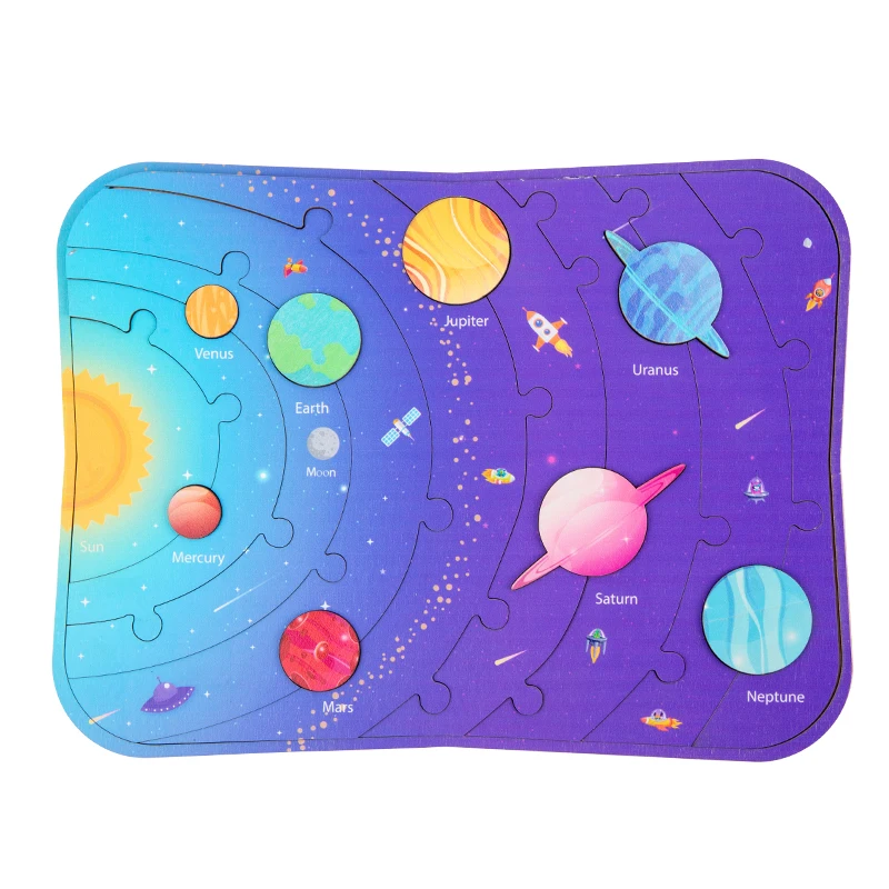 Wooden Solar System Floor Puzzles Space Planets Jigsaw Puzzle Toys ...