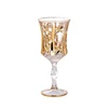 8oz engraved glass stemware with gold rim& decorative glass wine cup