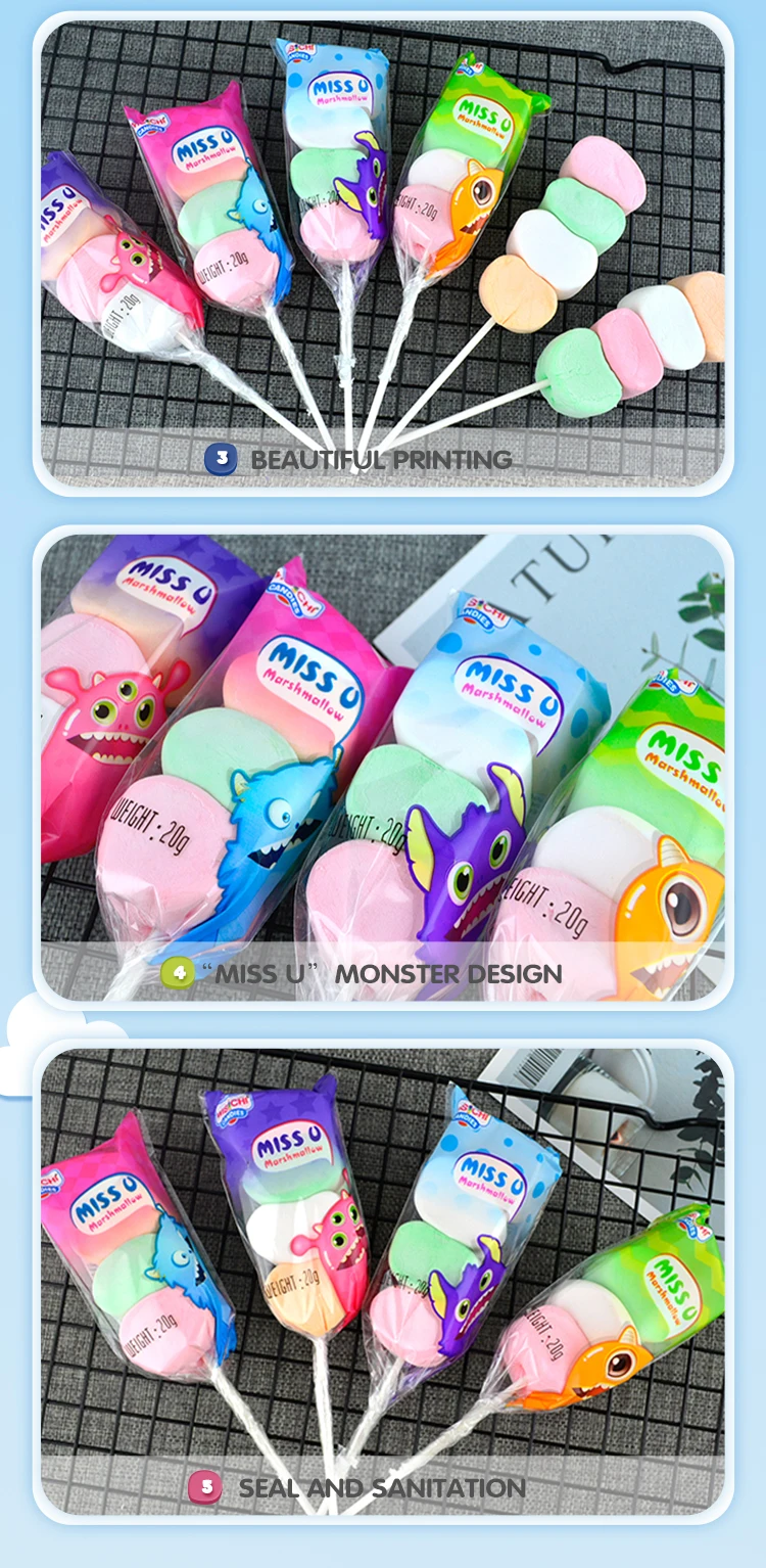 Free Sample 20g Delicious Lollipop Marshmallow Sweet Candy Fruity