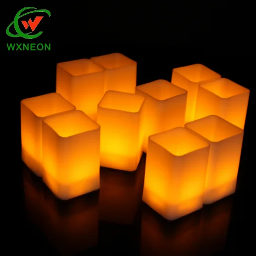 12 packs Creative square plastic electronic candle light LED flashing smokeless tea wax Christmas candle wholesale