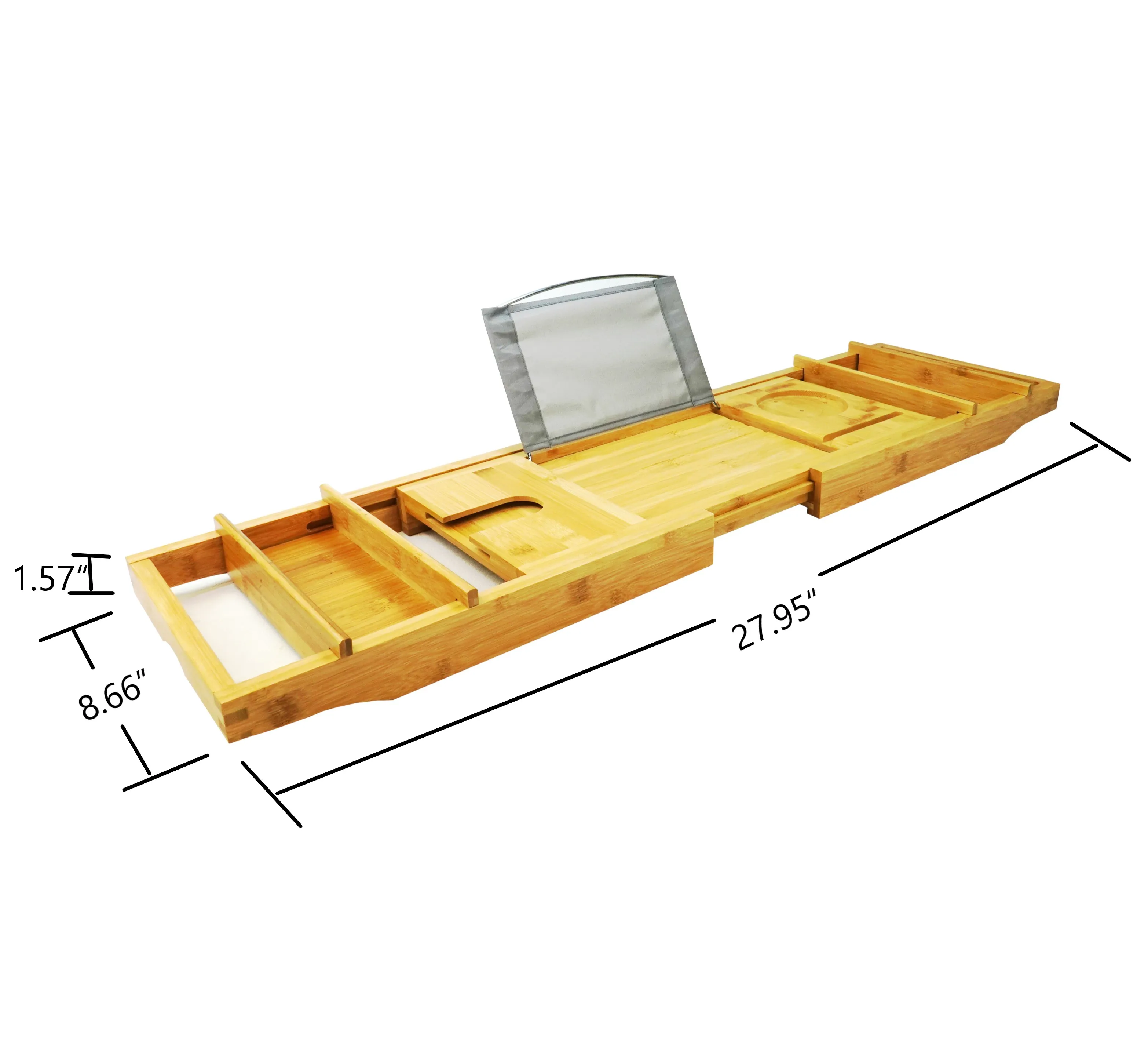Ecofriendly Adjustable Bamboo Wooden Bathtub Caddy Tray Bathtub Rack