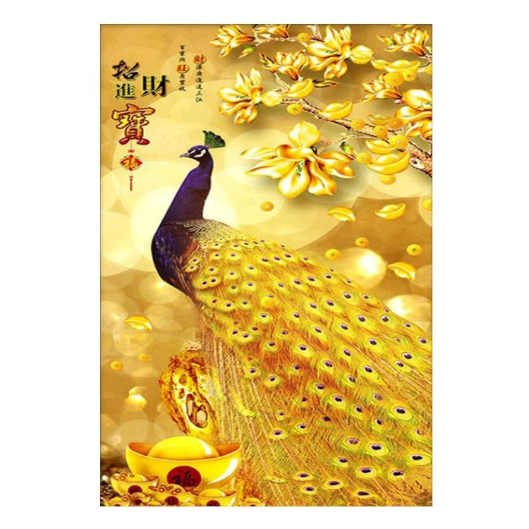
Diy 5d diamond art painting flower tool full drill peacock wall murals wallpapers 