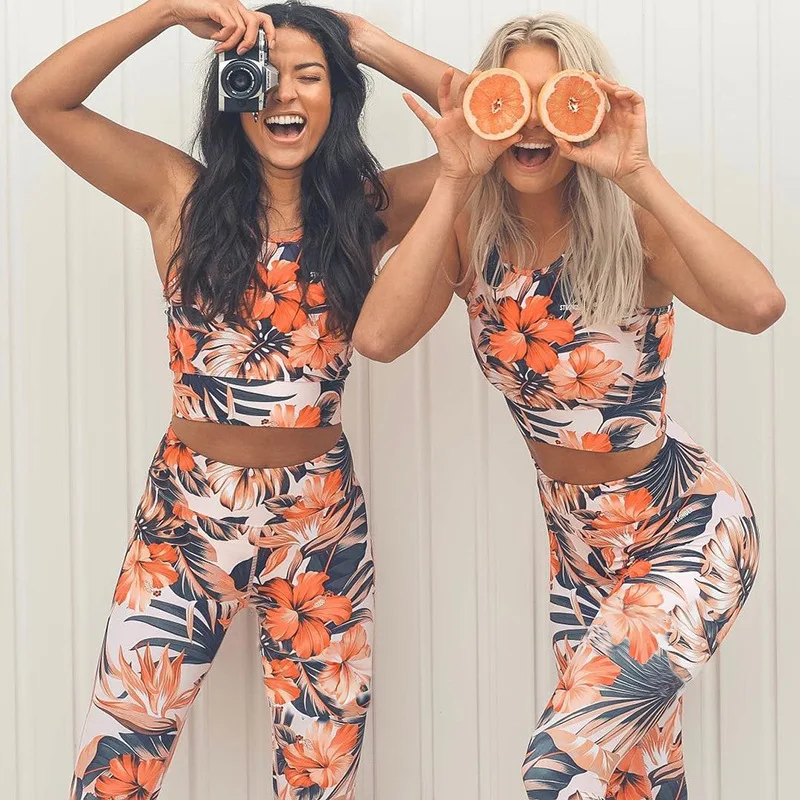 
Hot selling NEW style womens sportswear sets tight sexy sleeveless yoga fitness tracksuit 