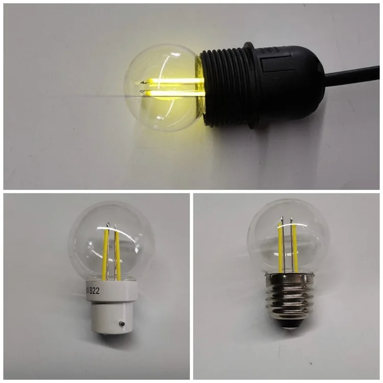 B22 E27 Globe dimmable bulb e27 2w G45 plastic filament led bulbs dimmable