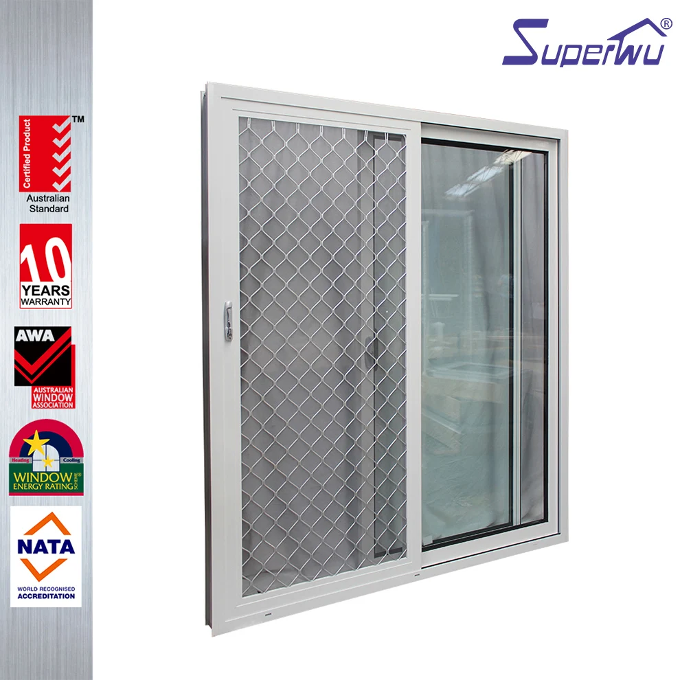 Aluminum white frame color sliding door double glazed with security  flyscreen best price