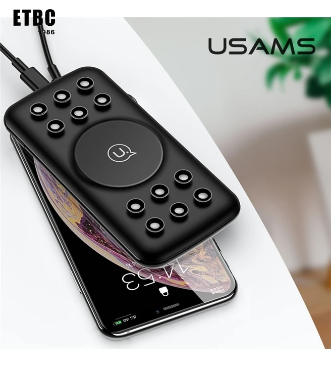 Free Shipping USAMS New Product QC3.0 PD Power Banks Wireless Fast Charging 10000mAh Power Bank Mobile Charger With Suction Cup - ANKUX.COM