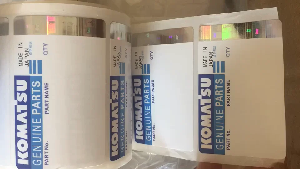 Custom Tamperevident Security Komatsu Hyundai Holographic Sticker