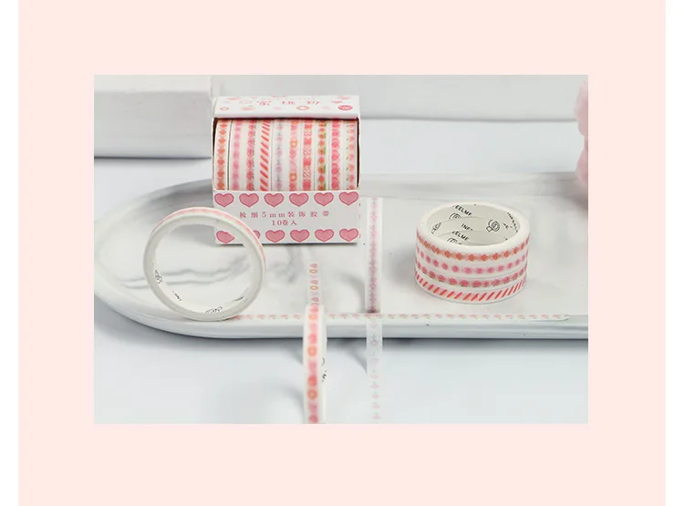 5pcs/box Salt Forest Series Spots Color Washi Tape Set Scrapbook Cut
