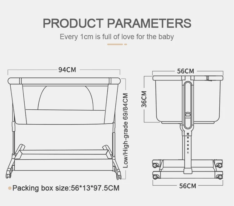 2024 Astm Certification Baby Cot Bed Crib With Diaper Table Multifunctional Set Bed For