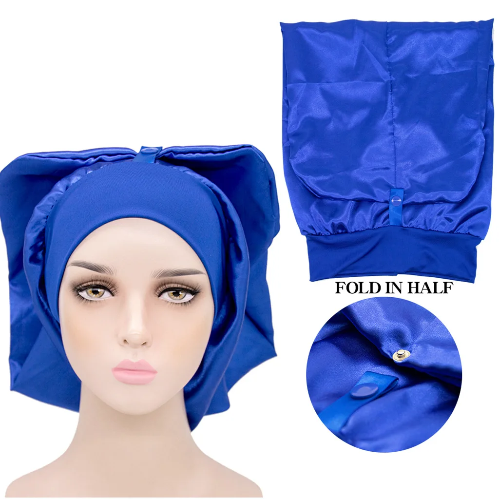 Hijab Custom Hair And Satin Hair Wraps With Metal Snap