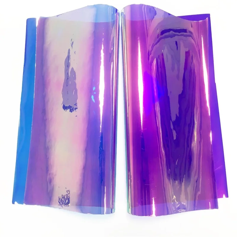 Rouleau de film en vinyle PVC transparent de 30 x 135 cm, 0,4 mm, couleur unie fluo, imperméable, super transparent, effet miroir, pour fabrication de nœuds de main, décoration à faire soi-même