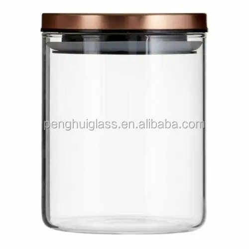 3pcs 260ml Glass Storage Jar Rose Gold Copper Screw Top Lid Preserve Jam Pickles 