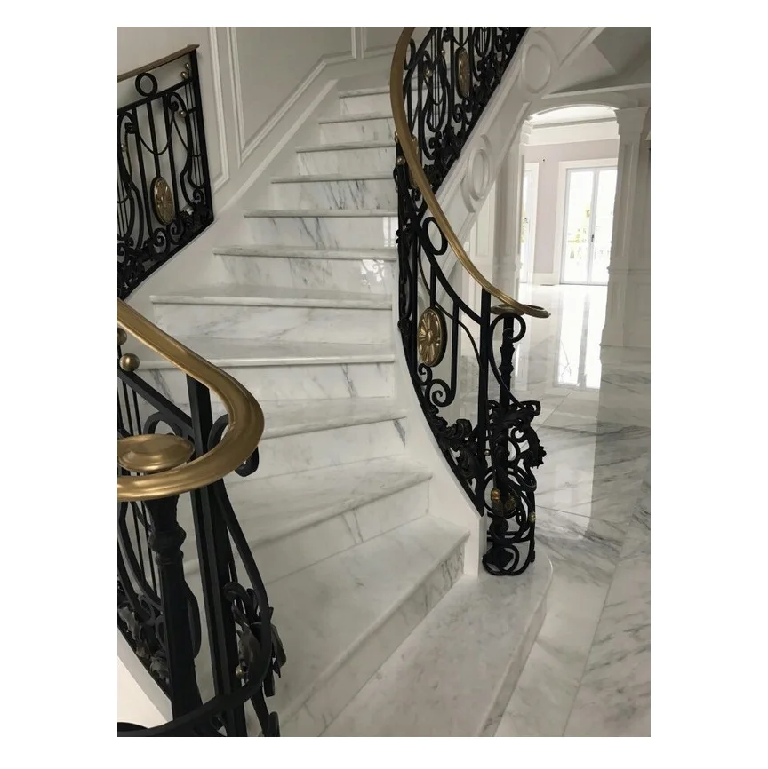 Customized Project Calcatta White Marble Stone Interior Stairs Step And Riser