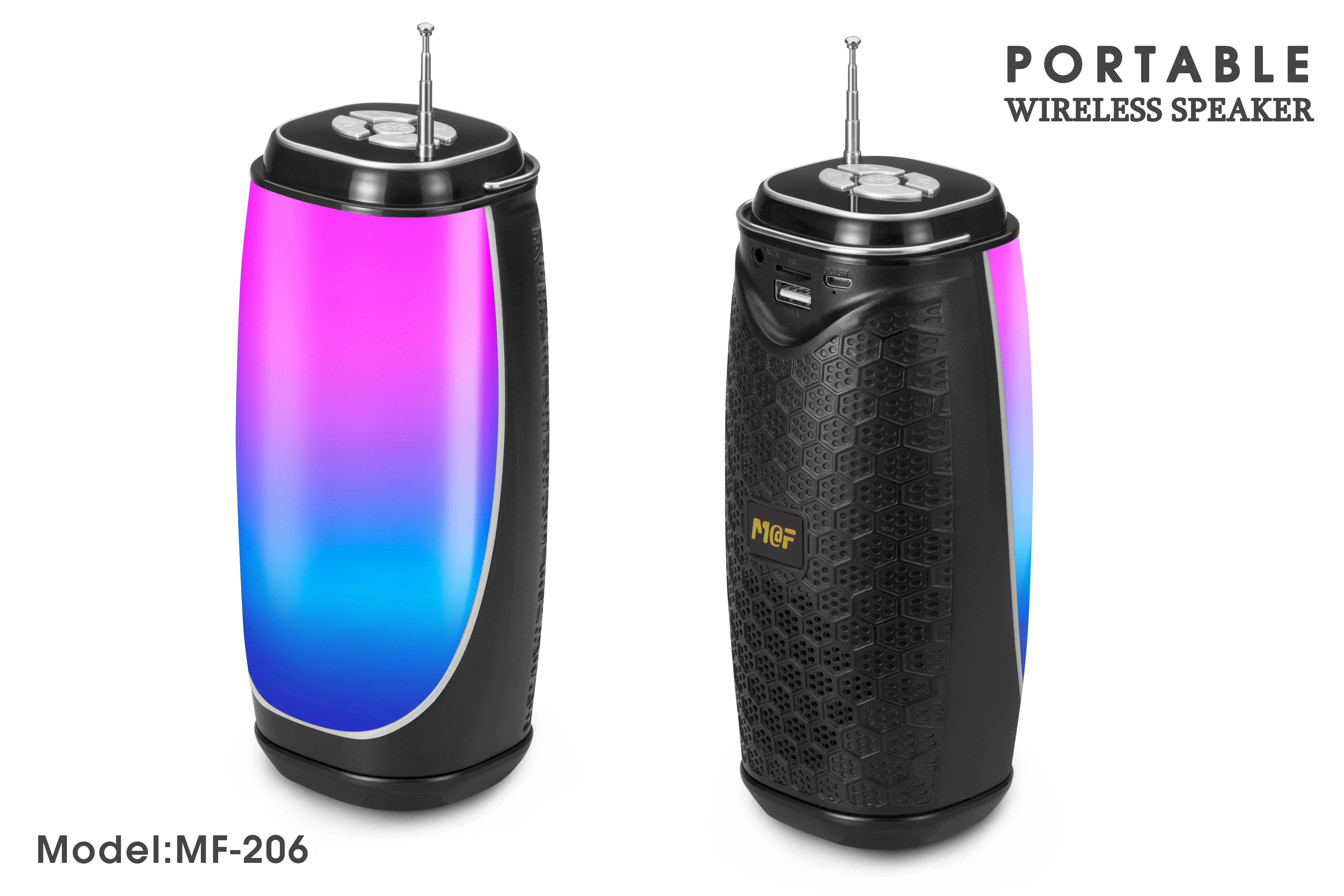 Portable colorful wireless bluetooth speaker with subwoofer, easy to carry, suitable for outdoor party activities - ANKUX.COM