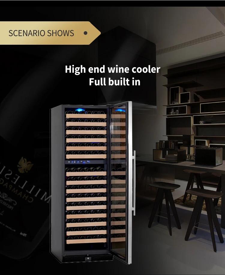 168 built in Dual Zone  stainless steel wine cooler refrigerators