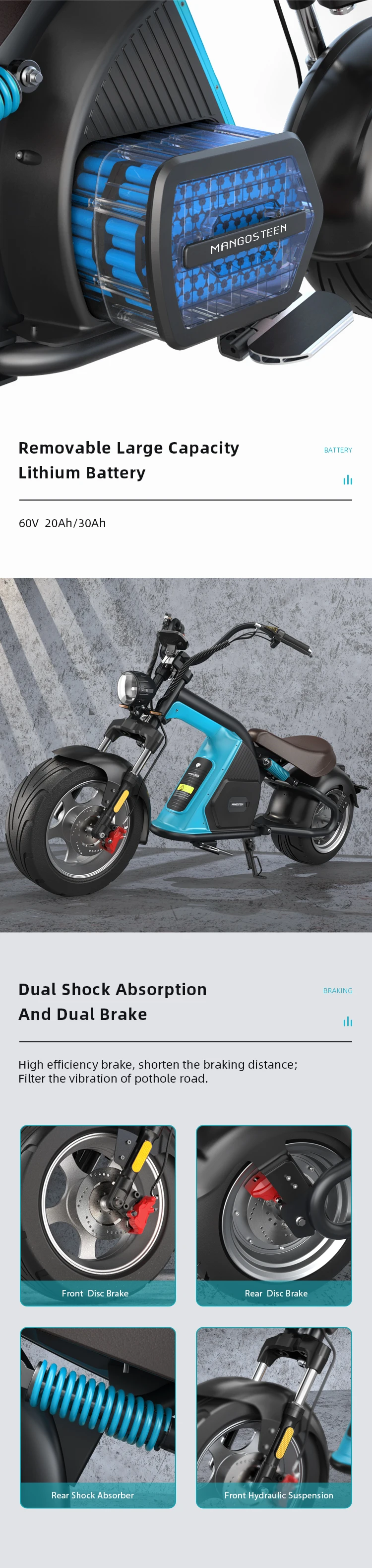 citycoco 3000w 2000w EEC COC 60V 30AH electric scooter citycoco