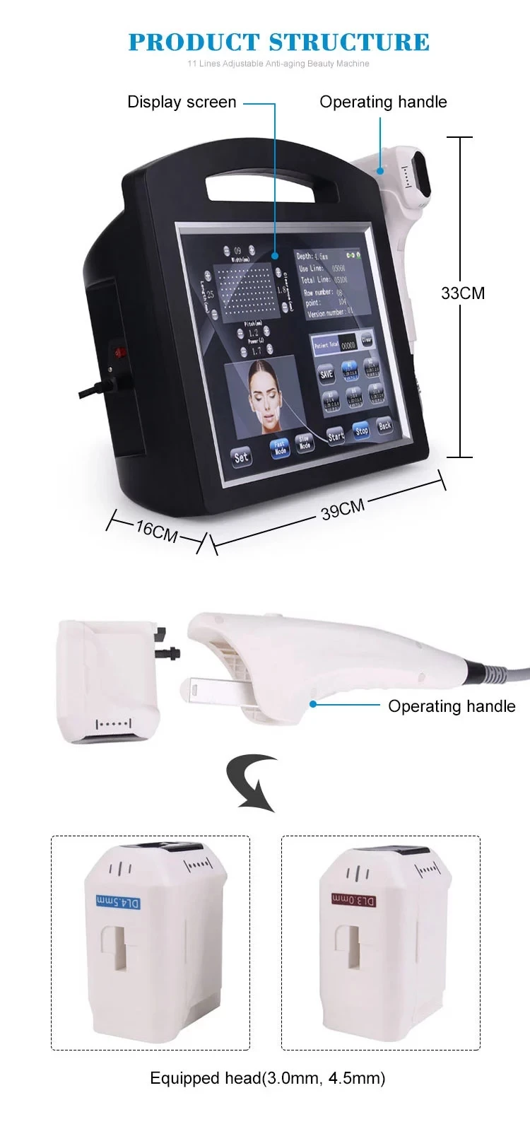 11 lines V-max anti-wrinkle machine skin tightening SA-VP06 4d cartridges anti aging machine