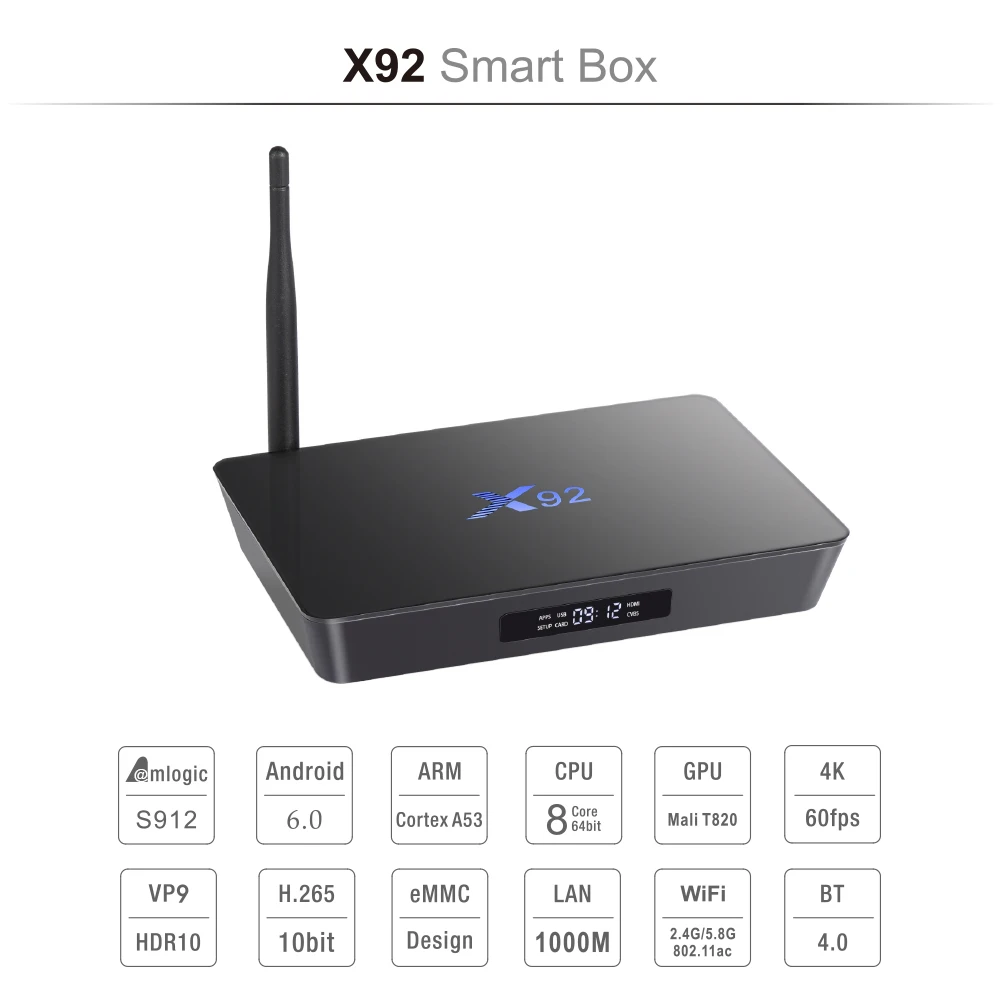 Enybox X92 Amlogic S912 Octa Core Gpu 2gb Ram 16gb Android Tv Box - Buy Enybox X92 Tv Box,Andorid Tv Box,Tv Box Product on Alibaba.com