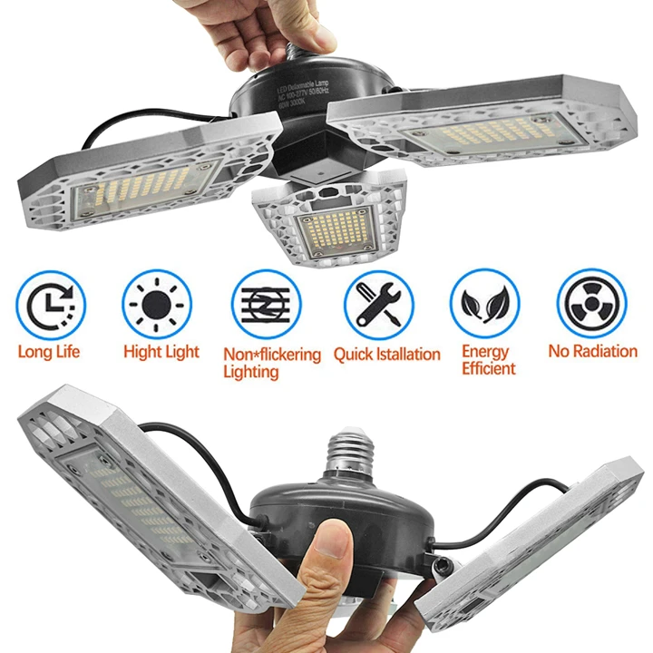 Deformable Ceiling Lighting 6000lm 60w Led Garage Light - Buy ...