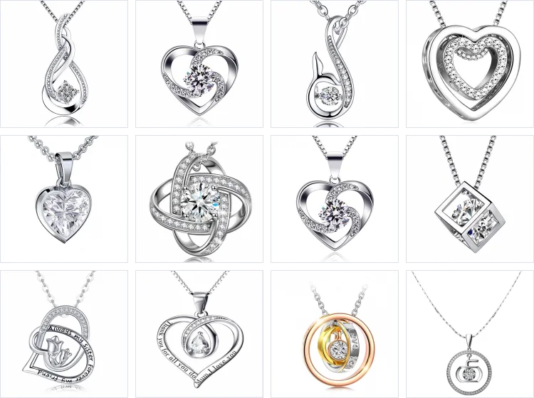 Wholesale 925 Sterling Silver Heart Shape Gemstone Opal Necklace Fashion