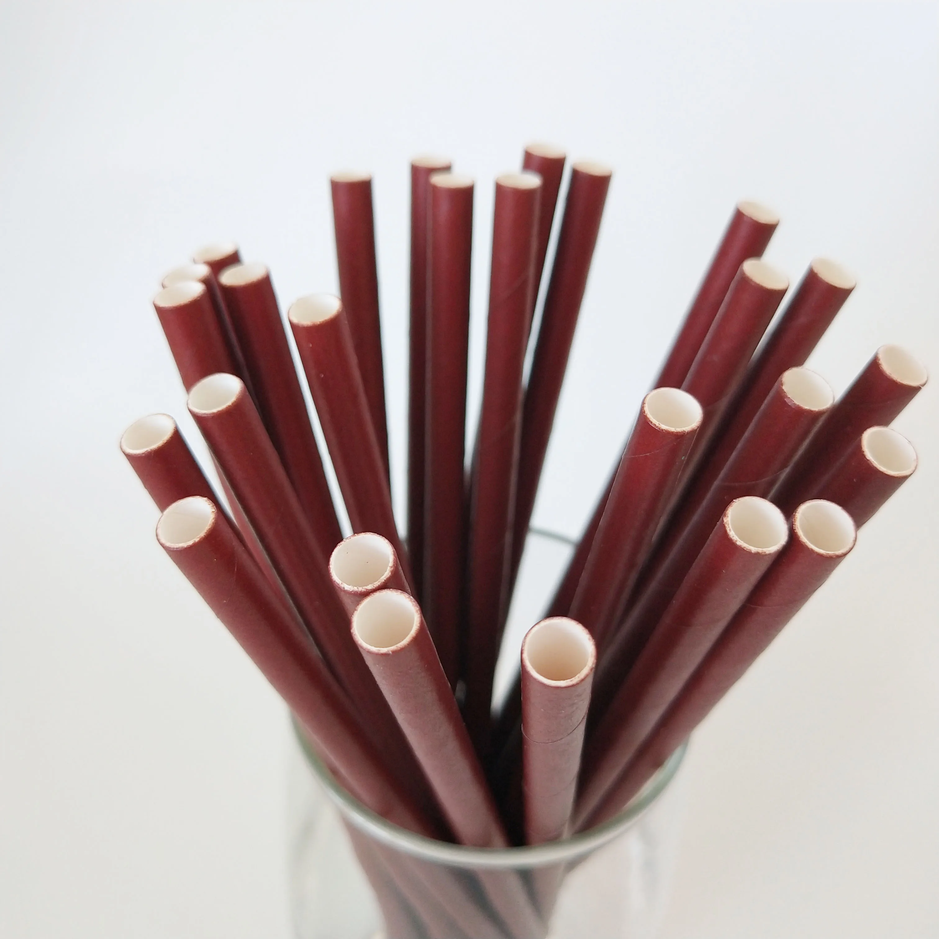 饮用纸吸管棕色印刷定制徽标批发咖啡花式一次性环保派对酒吧饮料吸管