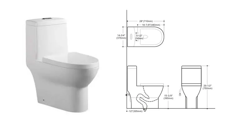 Upc/Cupc Watersense Sanitary Ware WC One Piece Toilet Bowl SH-153-OPT