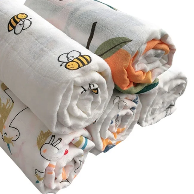 Unisex 4 Pack Large 47x47 Inch Organic Cotton Swaddles Bamboo Cotton