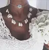 2019 Bohemian Multi Layered Cowrie Shell Choker Necklace Collar Statement Alloy Flower Scallop Pendant Necklace Women Jewelry