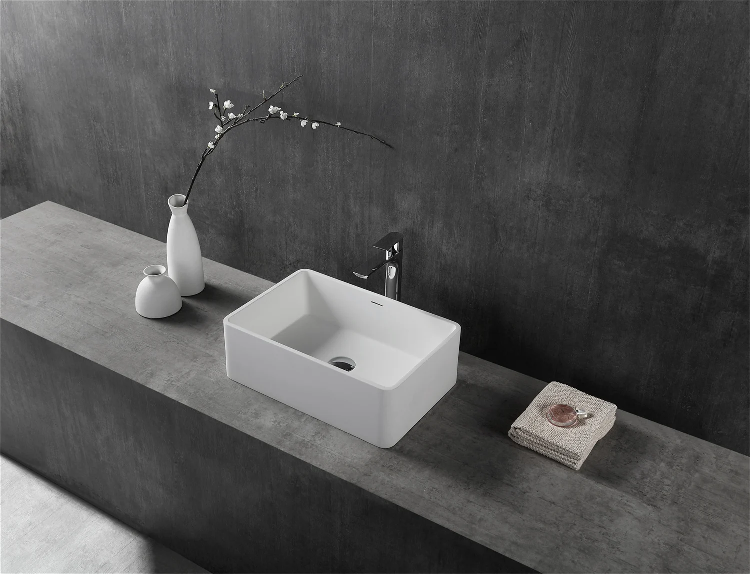 Acrylic Solid Surface Artificial Stone Bathroom Furniture Wash Basin
