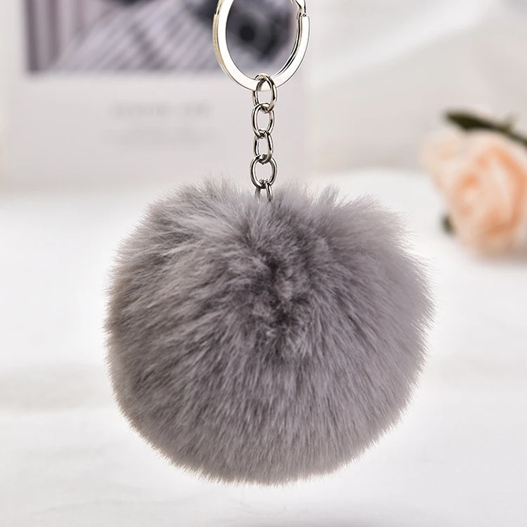 Wholesale Fox Fur Ball Keyring Pom Pom Keychain For bags pendant