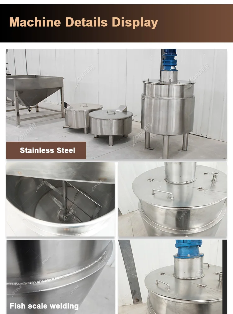 Stainless Steel Molasses Steam Jacketed Mixing Tank Honey Mixing