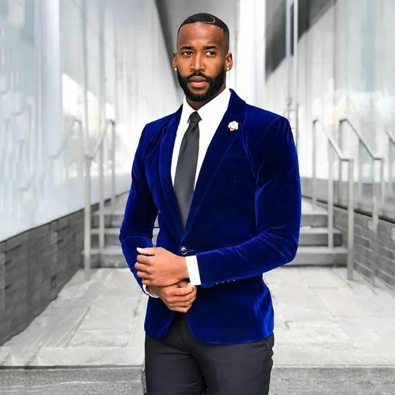Ll109 Royal Blue Velvet Men Suits For Wedding Suits Man Blazer Groom